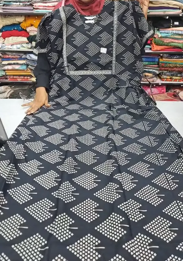 Pure Jaipur Cotton V-Neck Frock Maxi Nighty | NT3592